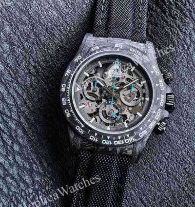 Rolex Daytona Skeleton Face 4802 Movement 46.5g Carbon Fiber Case Tiffany Blue Hands Watch